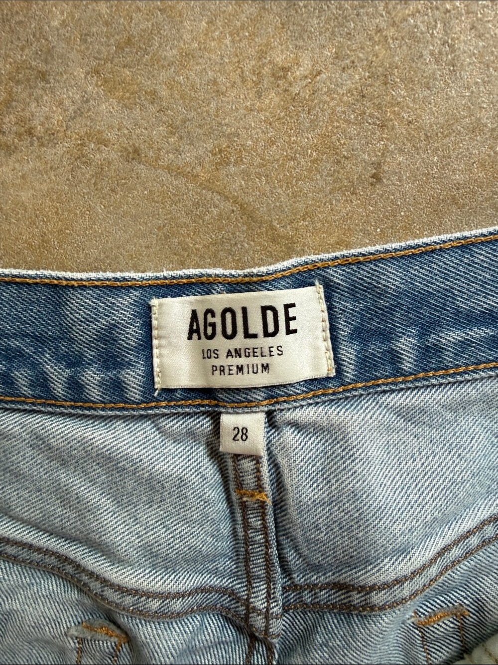 Agolde Light Blue Distressed Button-Fly Denim Shorts - Picture 2 of 3